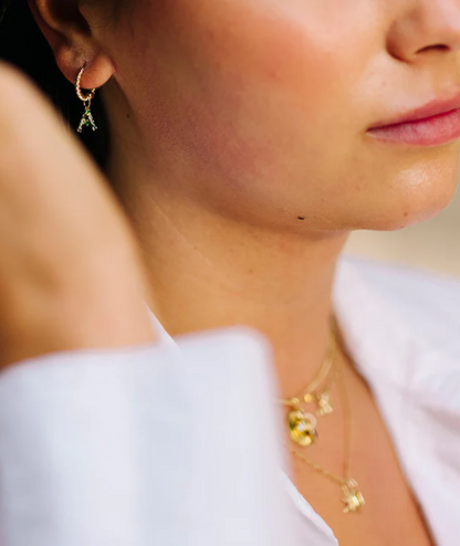 Gold Gemstone Letter Charm