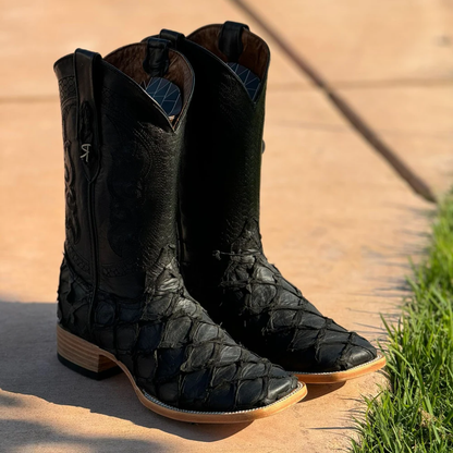 Matte Black Fish Boots - Square Toe