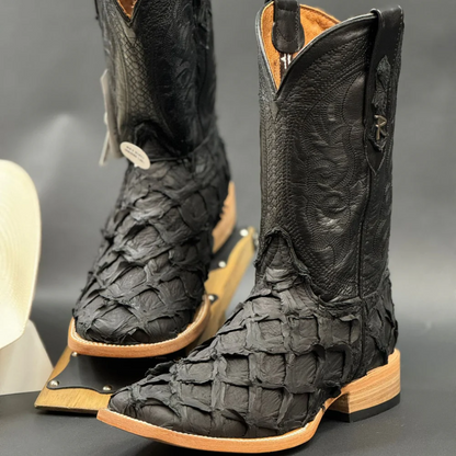 Matte Black Fish Boots - Square Toe