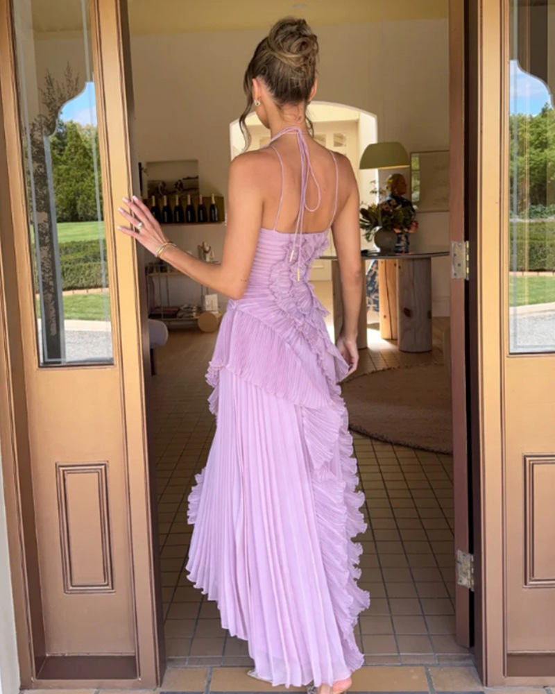 Women's Sexy Ruffle Halter Dress